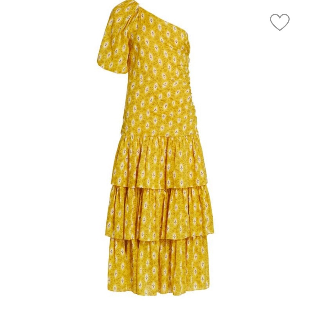 Veronica Beard Yellow/ Golden One-Shoulder Dress